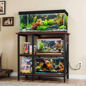 Modfusion 197839909199 20-30 Gallon Aquarium Stand Metal Frame Fish Tank Cabinet With Power Strip Storage