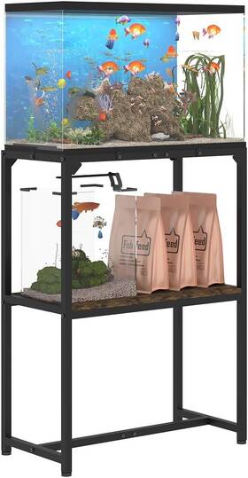 Mondazie Mdz-as-blk-20 20 Gallon Fish Tank Stand Upgraded Height Aquarium Table With 2 Black
