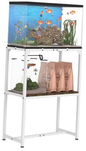 Mondazie Mdz-as-wh-20 20 Gallon Fish Tank Stand Upgraded Height Aquarium Table With 2 Tiers