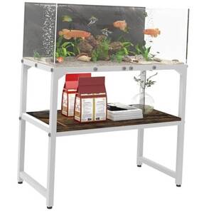 Mondazie Mdz-fts-wh-20 20 Gallon High Rimless Fish Tank Stand With Shelf For Storage 2 Tiers Metal