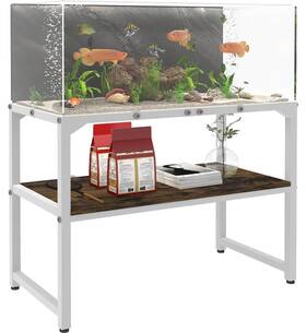 Mondazie Mdz-fts-wh-30 30 Gallon Rimless Fish Tank Stand With Shelf For Storage 2 Tiers Metal Aquar