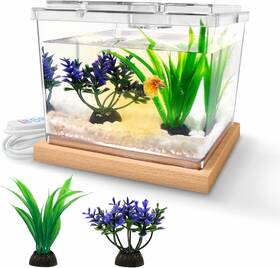 Moonorange 445050553558 Mini Betta Fish Tank Kit With Led Light Base Small Bowl