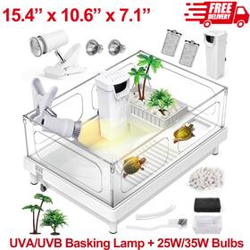 Moonorange 940672973168 Small Turtle Tank Kit With Light Filter Basking Platform And Drain Acrylic