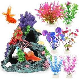 Mylifeunit B0fx2rfvkd Aquarium Plants 7pc Colorful Artificial Coral Reef Set For Fish