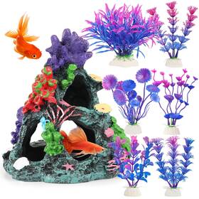 Mylifeunit Pt-zl25-3921 Fish Tank Decorations 7 Pieces Aquarium Plants Set With Purple