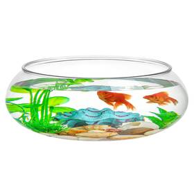 Niyangle 174645181 0.74 Gallon Round Fish Bowl Plastic Clear Vase Shallow Planter Bubble B