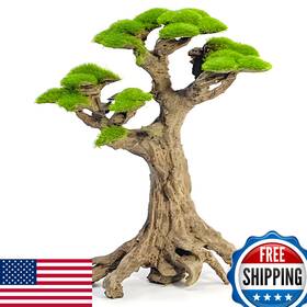 Novelsite B0cqjd1yzn Bonsai Tree Fish Tank Decor - Small Aquarium Decoration With Faux Moss