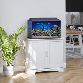 Ollie & Hutch 029986492906 And Harbor 29-37 Gallon Aquarium Or Terrarium Stand Ivory Oak