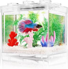 Oltraman 313026765779 Small Betta Fish Tank Aquarium Kit With Led Lighting0.6gallon Stackable New