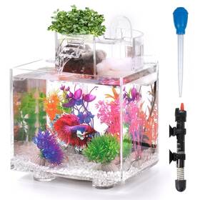 Oltraman B111-c Betta Fish Tank 1.6 Gallon Aquarium Upgrade Hydroponics Growing System Bet