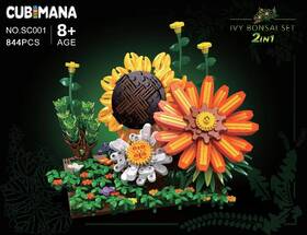 Onestop-stores 313099480418 Flower Botanical Bonsai Building Set-2 In 1 Sunflower Block Toy Display For Offi