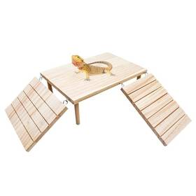 Oooct Xymzpt3020 Bearded Dragon Basking Platform Wooden Reptile Cave Hideout With Climbing
