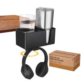 Orgafocus Cupholder04-hei 4-in-1 Clip On Desk Cup Holder - Adjustable Mountable With Divider