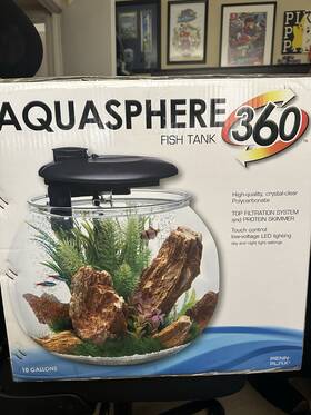 Penn-plax As360 Penn-plax Aquasphere 360 Large Bowl-shaped Aquarium 10 Gallon