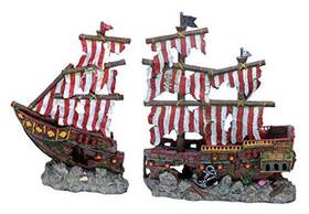Penn Plax Inc. Rr961 Deco-replicas Striped Sail Shipwreck Aquarium Decoration 2-piece Large