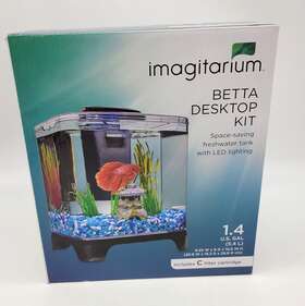 Petco 2771888 Imagitarium Betta Fish Tank 1.4 Gallon Aquarium Square Desktop Kit Led