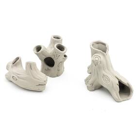 Pewyoke B0d2ybccqf Aquarium Ceramic Stump Cave Decor Betta Fish Tank Hideout Ornament Set