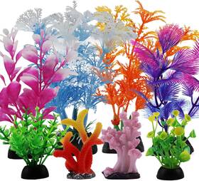 Pietypet 830-mp Fish Tank Decorations Plants With Resin Coral 8 Green Pink Purple Orange