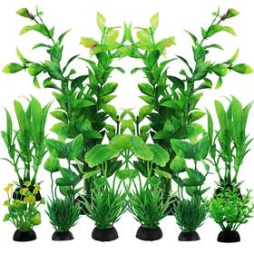 Pietypet B09n8vhw9s 10-pack Green Plastic Aquarium Plants Fish Tank Decorations Decor