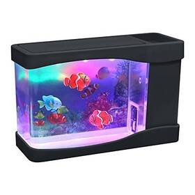 Playlearn Usa 810482584472 Mini Aquarium Artificial Fish Tank With Moving Usb/battery P