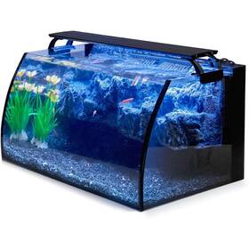 Proxxi 313106033019 Curved Fish Tank With 3d Rockery And Led Light - Perfect For Your Pets