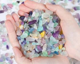 Qinjiejie B09wkb8wl3 Fluorite Aquarium Gravel Rocks 0.55 Pound Multi-colored