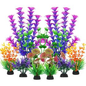 Quozuo 1178-qu Fish Tank Decorations - 10 Pcs Colorful Aquarium Plants Plastic Accessories