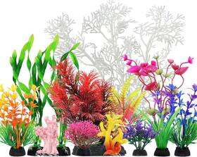 Quozuo 81182-qu Aquarium Decorations Plants With Resin Coral 12 Pcs Fish Multiple Colors