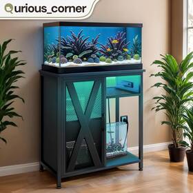 Qurious Corner 197839513341 20-29 Gallon Metal Wood Aquarium Stand Fish Tank Storage Cabinet With Power Outlet