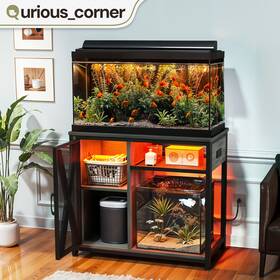 Qurious Corner 197839694255 35 Gal Aquarium Stand Terrarium Reptile Fish Tank Cabinet Led And Charging Station