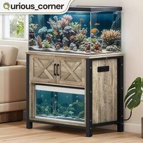 Qurious Corner 197839896253 50 Gallons Fish Tank Storage Terrarium Cabinet 2 Tier Aquarium Stand With Outlets