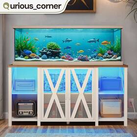 Qurious Corner Beyshnik9w 120 Gal Aquarium Stand Terrarium Fish Tank Cabinet Led Light And Charging Station