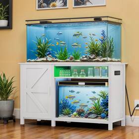 Qurious Corner Beyshxv3h2 Aquarium Stand Cabinet With Storage And Led Fits Large Fish Tanks Up To 75 Gallon