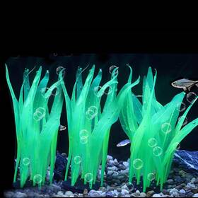 Reirqie B0d9jt29jy 3pcs Soft Silicone Aquarium Plants Set Glowing Kelp Fish Tank Dec