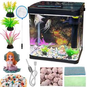 Sanosy 731303809143 Glass Fish Tank 4.35 Gallon Aquarium Starter Kit Small Betta Deskto