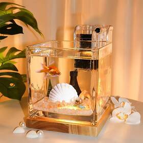 Sarufo Sa-31us 0.81gallon Fish Tank Kit Desk Aquarium Set Small Glass For Kids Beginn