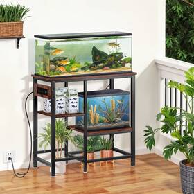 H01-8571a-201 Segawe 37 Gallon Aquarium Stand Modern Fish Tank With Storage Shelves And Power Outlet