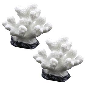 Lw1738 Semetall Sea Coral Sculpture 2pcs White Resin Aquarium Ornaments For Fish Ta
