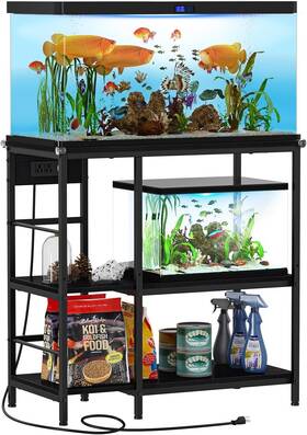 Snughome Ygj001 Fish Tank Stand With Charging Station 10-29 Gallon Aquarium Black