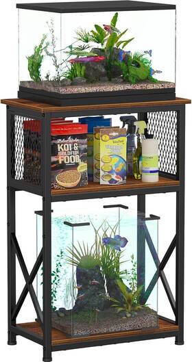 Snughome Ygj003 Fish Tank Stand 10 Gallon Aquarium With Storage Rustic Brown
