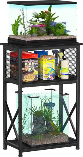 Snughome Ygj003bk 10 Gallon Aquarium Stand With Storage 3 Tier Heavy Metal Fish Black