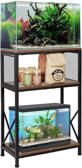 Swaavee 313025533508 Aquarium Stand 10 Gallon Fish Tank With Storage 3 Tier Metal Frame Cabin