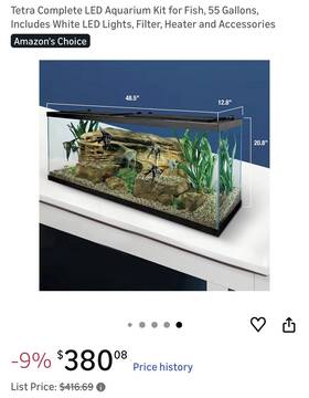 T Tra Nv33835-01 Tetra 55 Gallon Led Aquarium Kit - Complete Setup With Filter And Heater