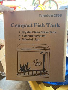 Tararium 260b Glass Betta Fish Tank Self Cleaning 1.8 Gal. Nano 260b- Black