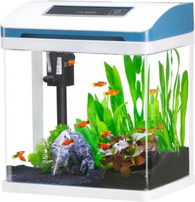 Tararium M260a 2 Gallon Glass Fish Tank Aquarium Starter Kit With Colorful Led Light