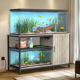 Tatub 445004696683 Fish Tank Stand-55-90 Gallon Wooden Cabinet With Power Outlets 1000lbs Capacity