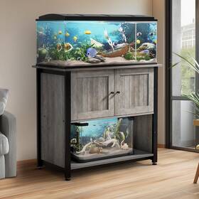 Tatub Ftsbr1 40-50 Gallon Fish Tank Stand With Cabinet Metal Aquarium Light Ivory