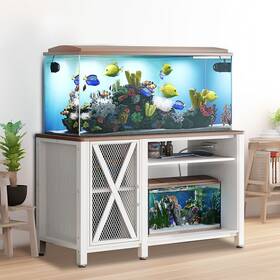 Taus 197839889996 55-75 Gallon Metal Aquarium Stand Turtle Tank Storage Cabinet With Power Outlets
