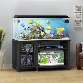 Taus 199449239291 Metal Aquarium Stand With Stoage For 40-75 Gallon Fish Tank Power Outlets
