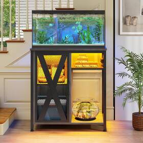 Taus 199449780960 Fish Heavy Duty Tank Stand With Power Strip And Led Light 20-29 Gallon Aquarium